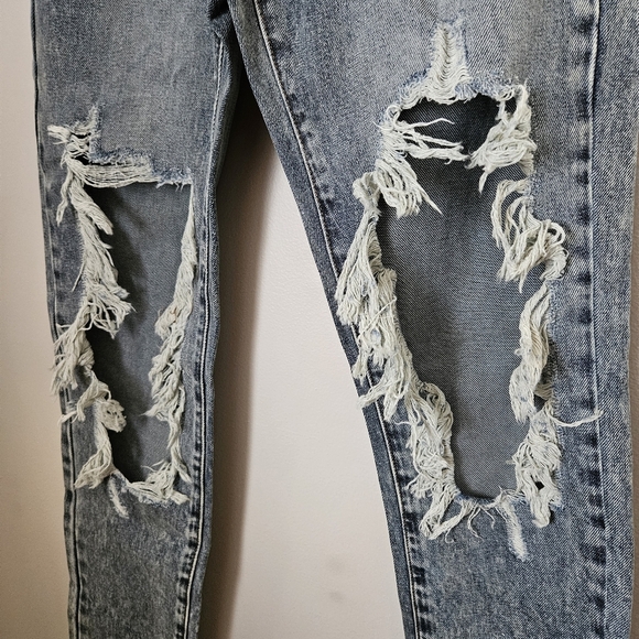 One Teaspoon Jeans Distressed Denim Awesome Baggies Blue Blossom High Waist - Picture 3 of 15